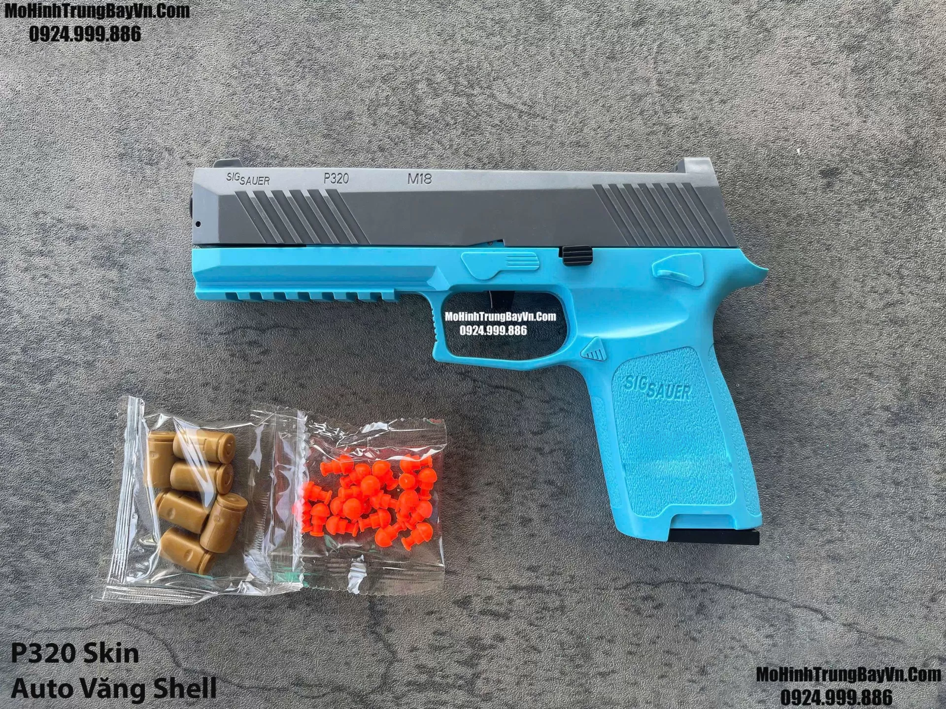 Súng Lục P320 Skin Blue Auto Văng Shell Giá Rẻ Full Phụ Kiện P226 Mohinhtrungbay Mohinhtrungbay.vn