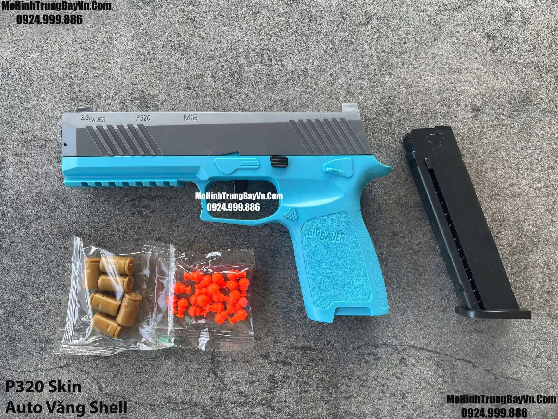 Súng Lục P320 Skin Blue Auto Văng Shell Giá Rẻ Full Phụ Kiện P226 Mohinhtrungbay Mohinhtrungbay.vn
