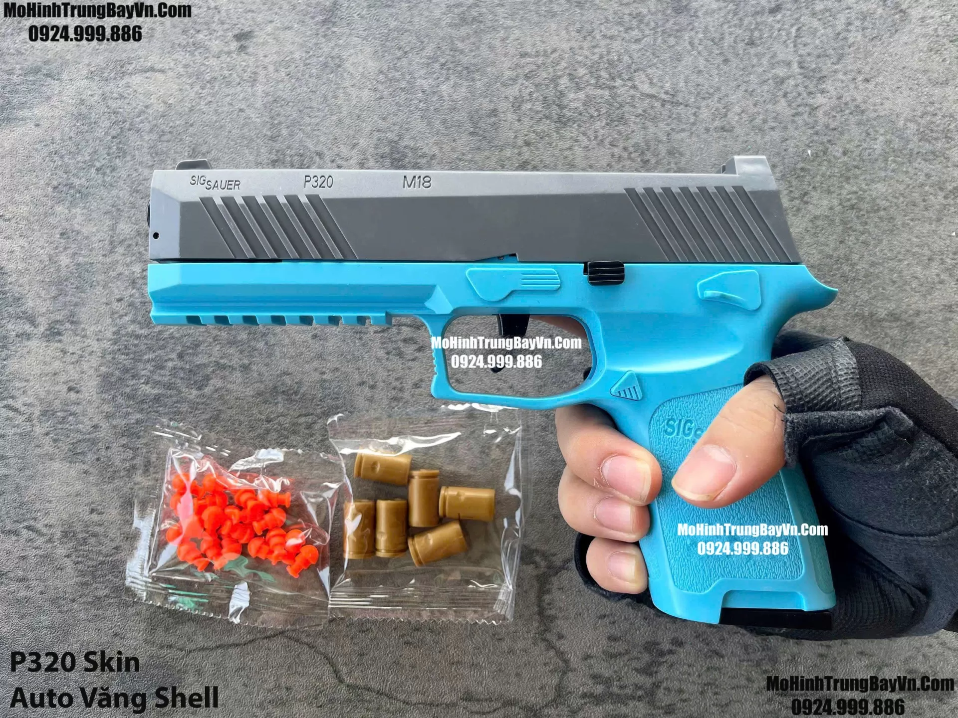 Súng Lục P320 Skin Blue Auto Văng Shell Giá Rẻ Full Phụ Kiện P226 Mohinhtrungbay Mohinhtrungbay.vn