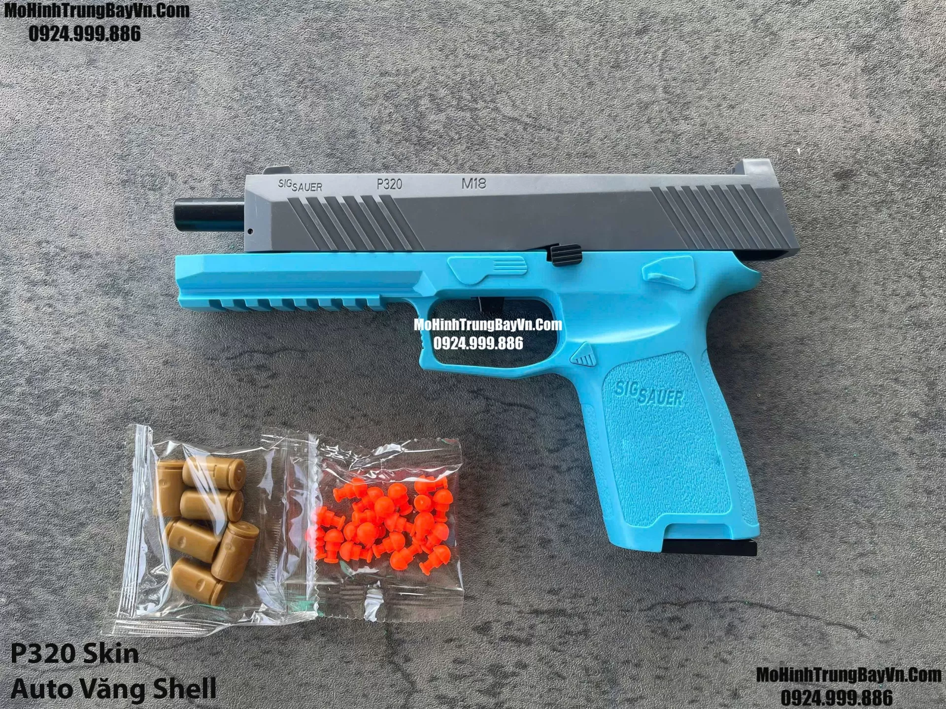 Súng Lục P320 Skin Blue Auto Văng Shell Giá Rẻ Full Phụ Kiện P226 Mohinhtrungbay Mohinhtrungbay.vn