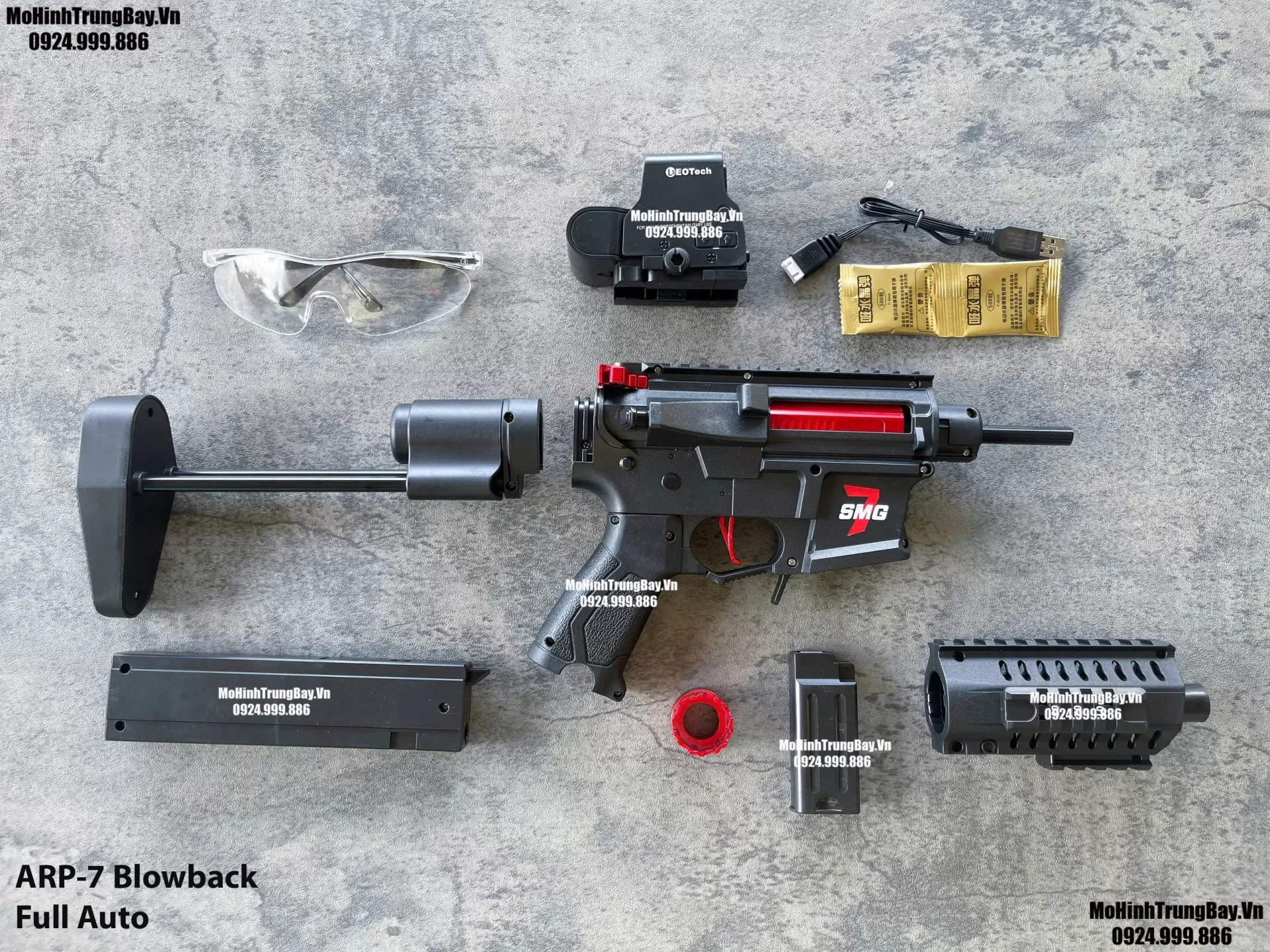 Súng Đạn Thạch SMG ARP7  Full Auto Sấy Cực nhanh  Mp5 Mp7 Mohinhtrungbay Mohinhtrungbay.vn