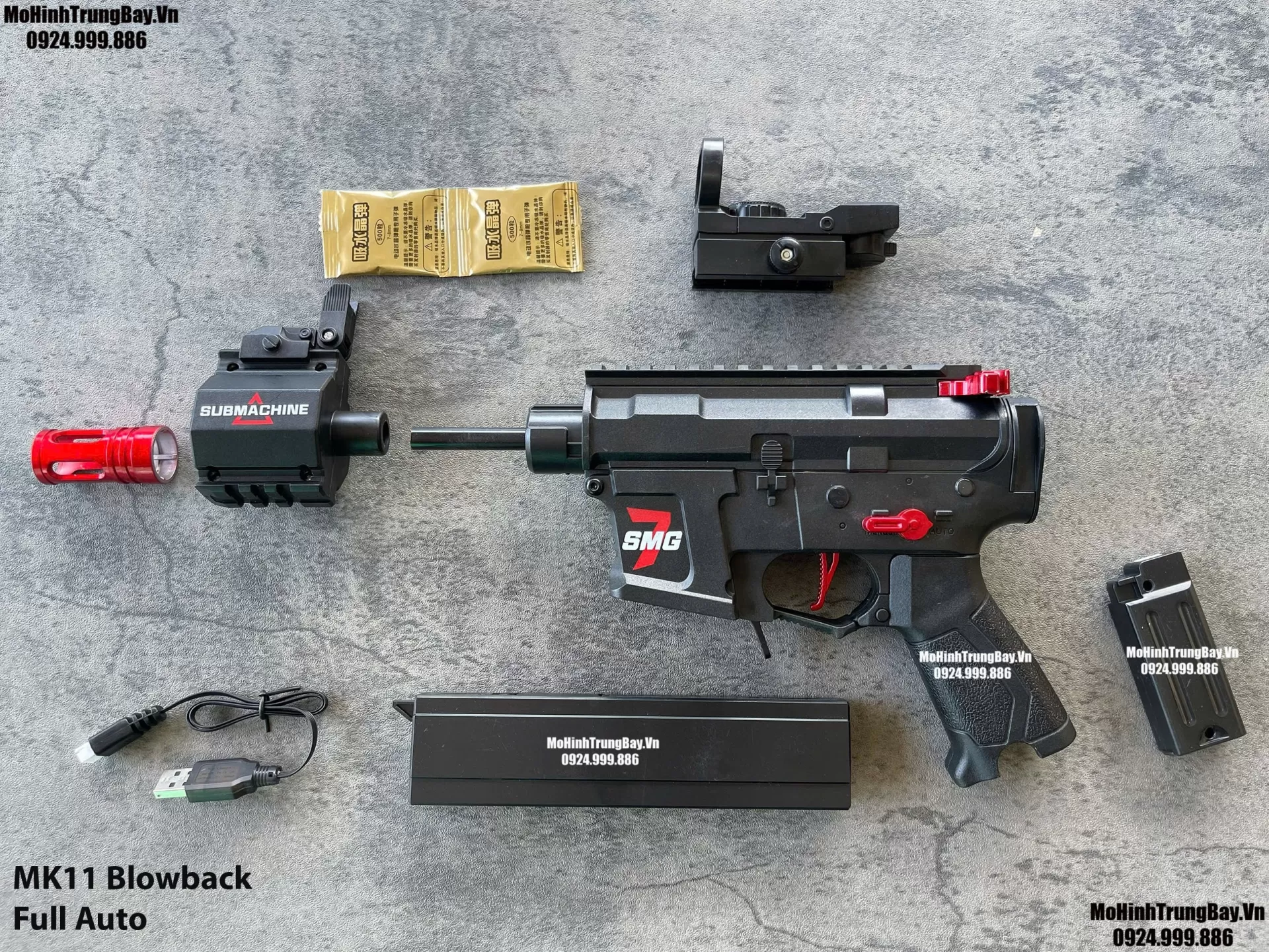 Súng Đạn Thạch SMG MK11  Full Auto Sấy Cực nhanh  Mp5 Mp7 Mohinhtrungbay Mohinhtrungbay.vn