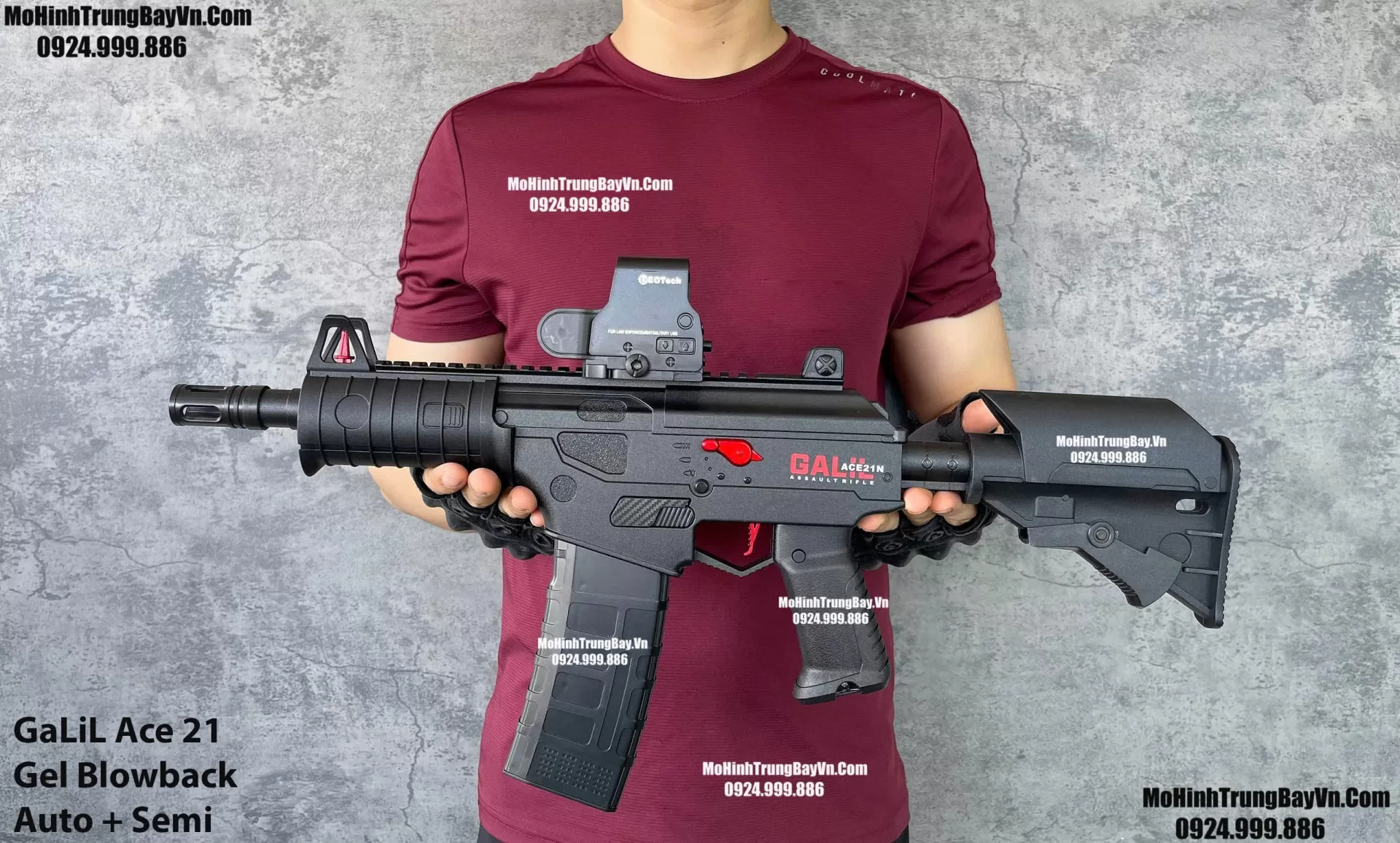 Súng Đạn Thạch GaLiL Ace 21  Đen Blowback  2 Chế Độ Auto Semi  Sấy Cực Nhanh M4 M416 Hk416 M4a1 Mohinhtrungbay Mohinhtrungbay.vn
