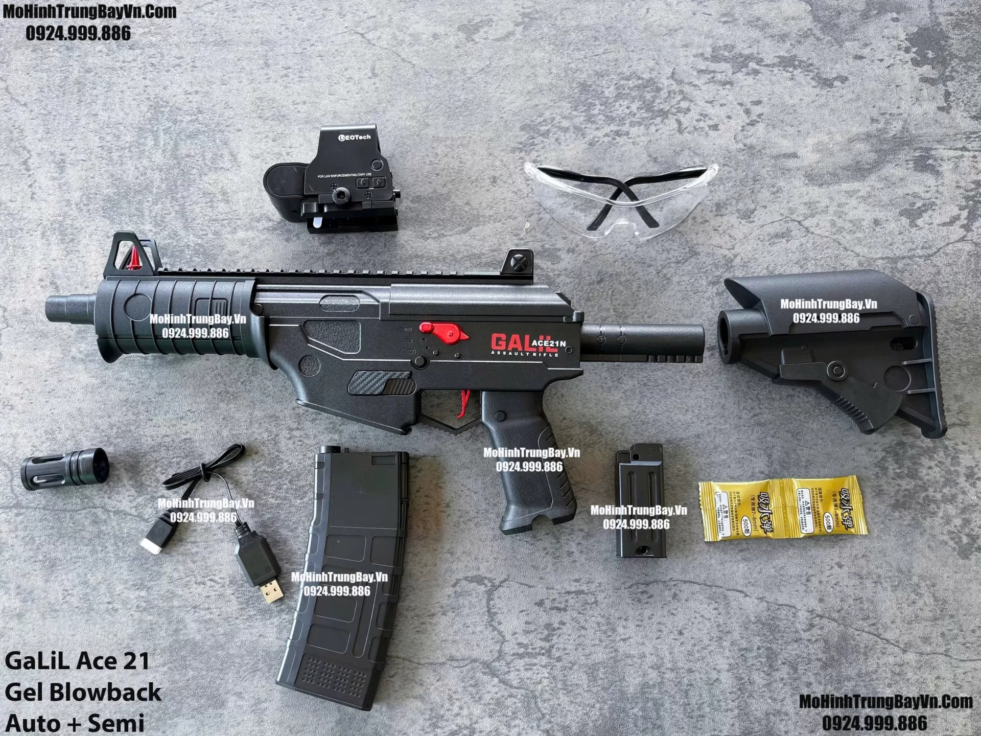 Súng Đạn Thạch GaLiL Ace 21  Đen Blowback  2 Chế Độ Auto Semi  Sấy Cực Nhanh M4 M416 Hk416 M4a1 Mohinhtrungbay Mohinhtrungbay.vn