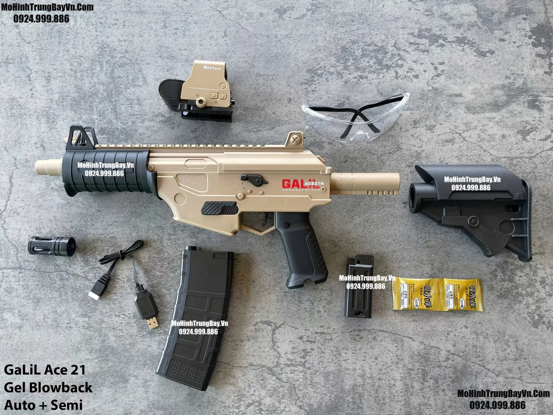 Súng Đạn Thạch GaLiL Ace 21 Màu Cát Blowback  2 Chế Độ Auto Semi  Sấy Cực Nhanh M4 M416 Hk416 M4a1 Mohinhtrungbay Mohinhtrungbay.vn
