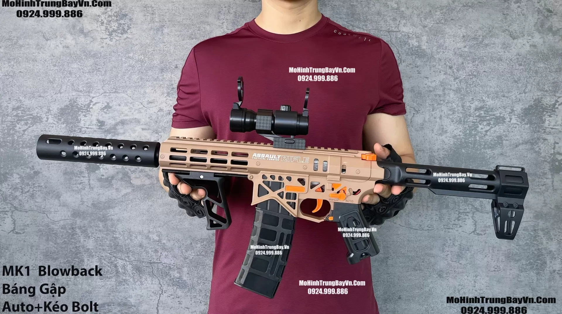 Súng Đạn Thạch MK1 Màu Cát  Blowback 2 Chế Độ Sấy Cực Nhanh M4 M416 Hk416 M4a1 Mk8 Mk9 Mk3 Mohinhtrungbay Mohinhtrungbay.vn