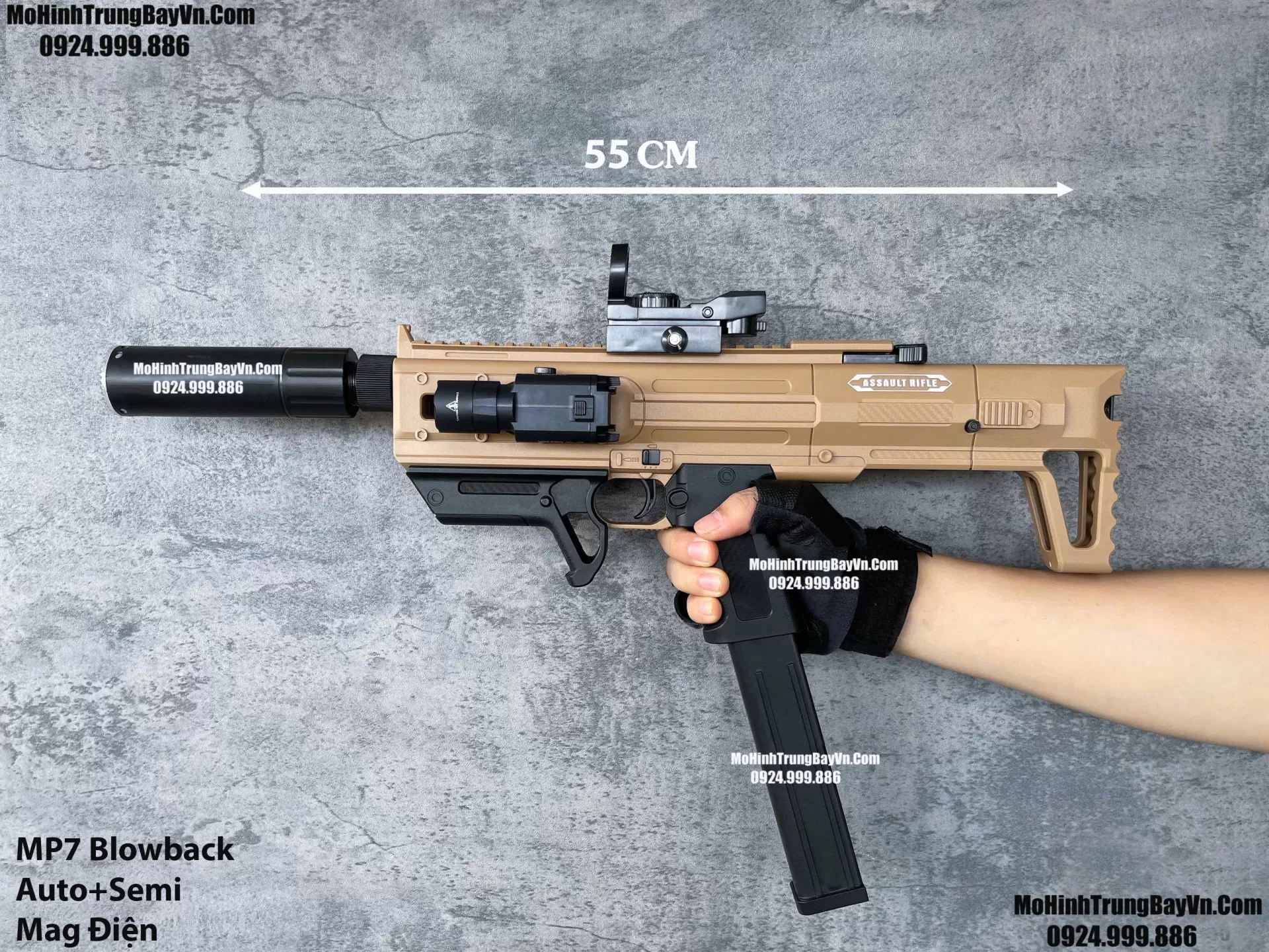 Súng Đạn Thạch SMG Mp7 Màu Cát Blowback  2 Chế Độ Auto Semi  Sấy Cực Nhanh Mp9 Mp5 Mohinhtrungbay Mohinhtrungbay.vn