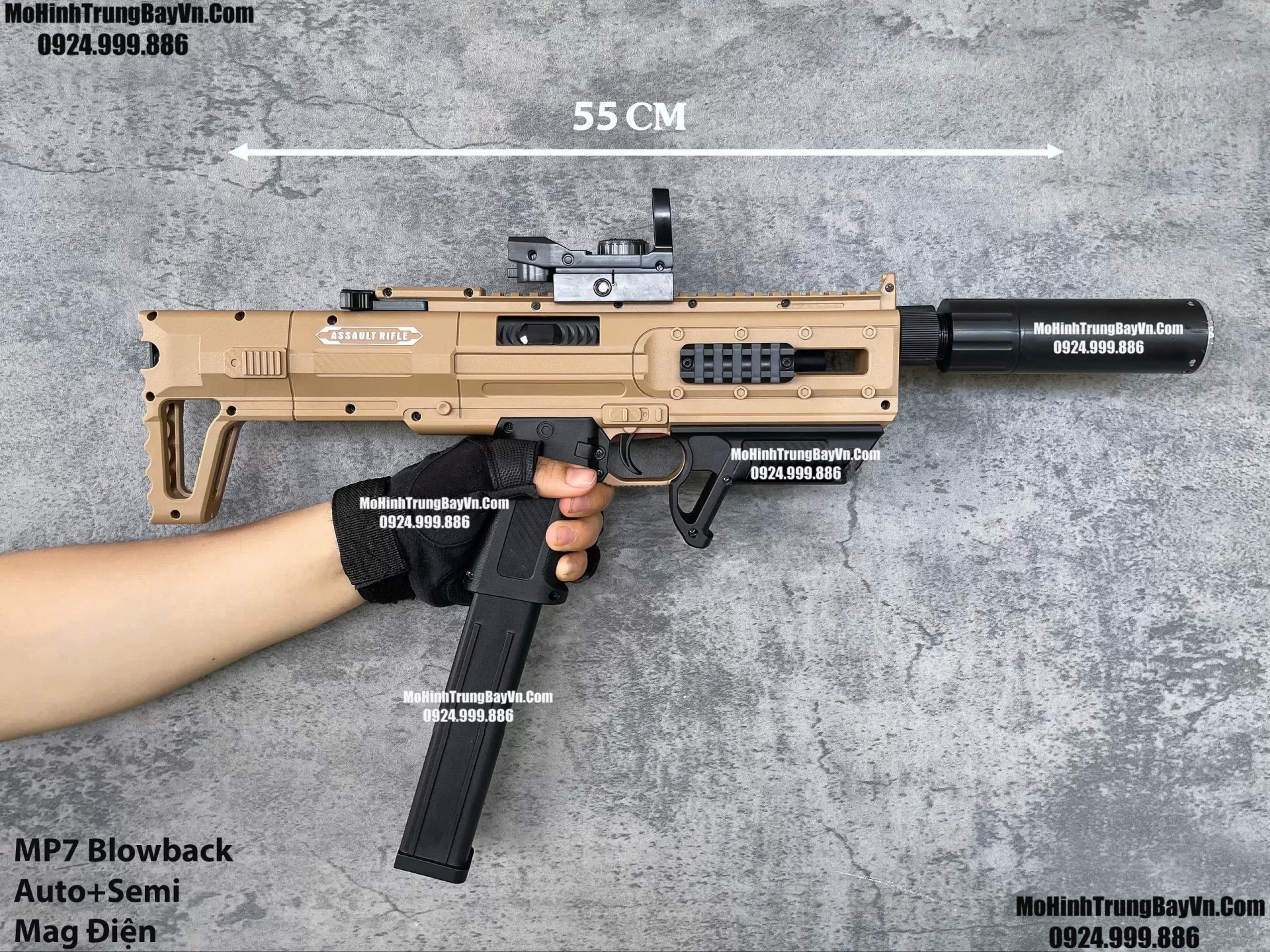 Súng Đạn Thạch SMG Mp7 Màu Cát Blowback  2 Chế Độ Auto Semi  Sấy Cực Nhanh Mp9 Mp5 Mohinhtrungbay Mohinhtrungbay.vn