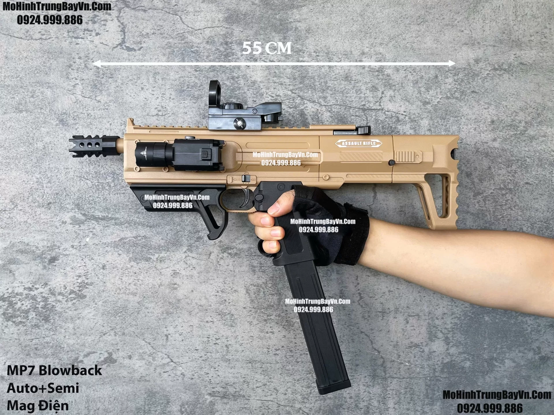 Súng Đạn Thạch SMG Mp7 Màu Cát Blowback  2 Chế Độ Auto Semi  Sấy Cực Nhanh Mp9 Mp5 Mohinhtrungbay Mohinhtrungbay.vn