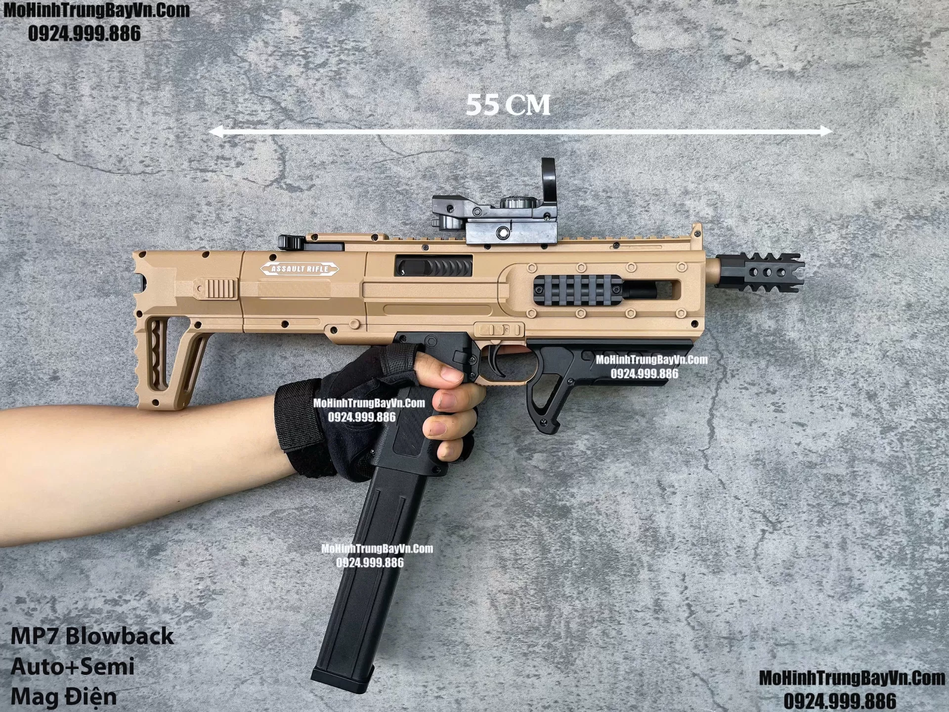Súng Đạn Thạch SMG Mp7 Màu Cát Blowback  2 Chế Độ Auto Semi  Sấy Cực Nhanh Mp9 Mp5 Mohinhtrungbay Mohinhtrungbay.vn