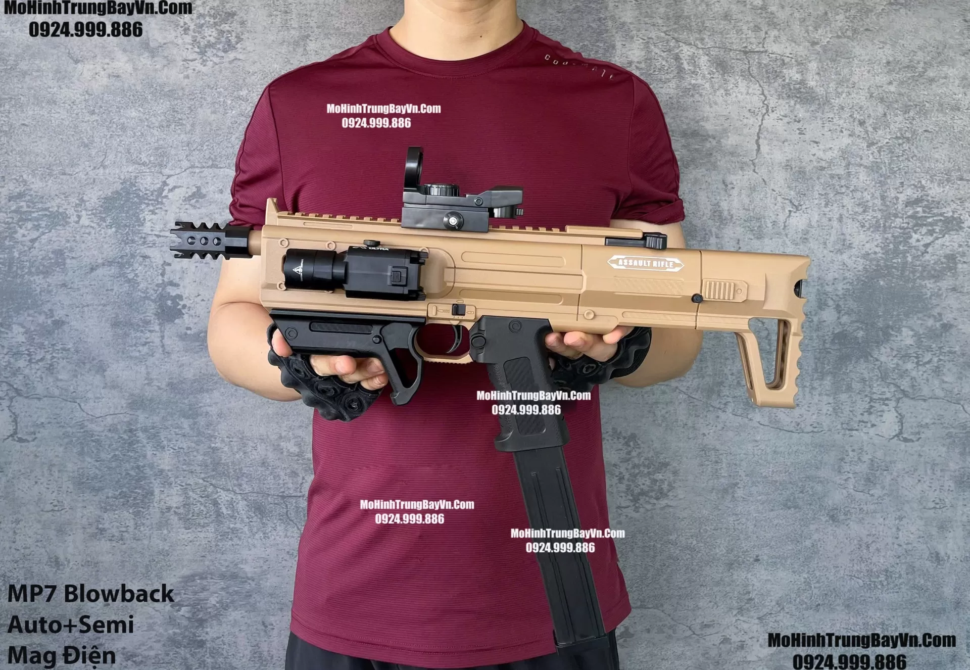 Súng Đạn Thạch SMG Mp7 Màu Cát Blowback  2 Chế Độ Auto Semi  Sấy Cực Nhanh Mp9 Mp5 Mohinhtrungbay Mohinhtrungbay.vn