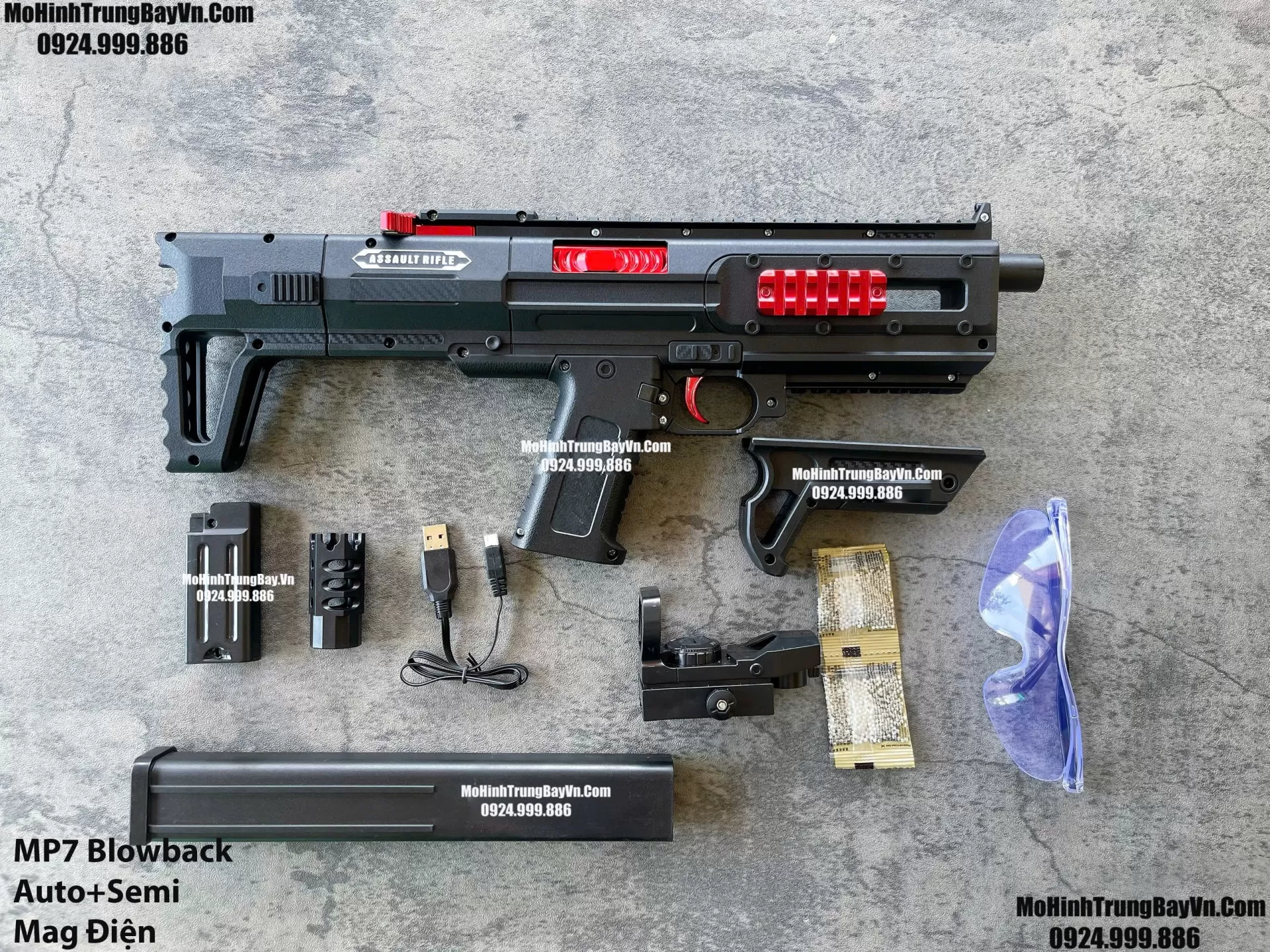 Súng Đạn Thạch SMG Mp7 Blowback  2 Chế Độ Auto Semi  Sấy Cực Nhanh Mp9 Mp5 Mohinhtrungbay Mohinhtrungbay.vn