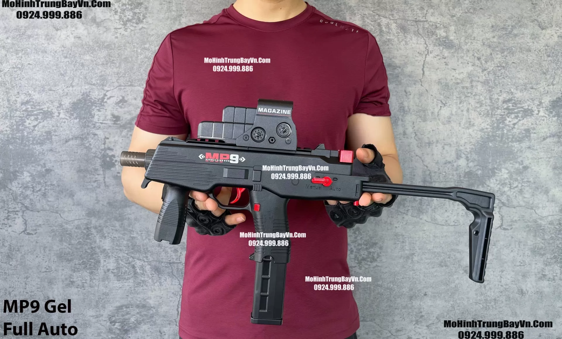 Súng Đạn Thạch SMG Mp9 Báng Gập Full Auto Sấy Cực nhanh  Mp5 Mp7 Mohinhtrungbay Mohinhtrungbay.vn