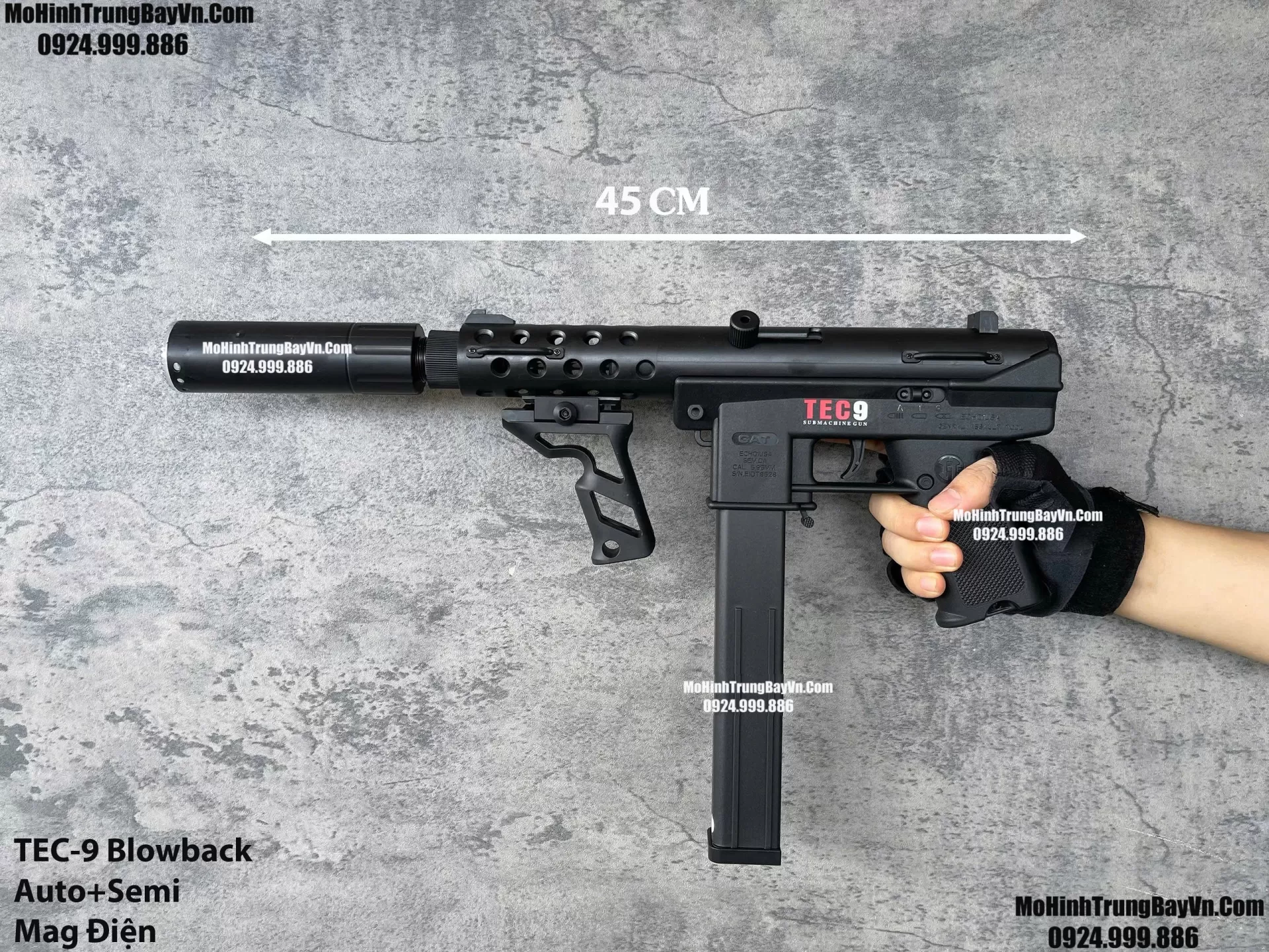 Súng Đạn Thạch SMG Tec9 Blowback 2 Chế Độ Auto Semi  Sấy Cực Nhanh Mohinhtrungbay Mohinhtrungbay.vn