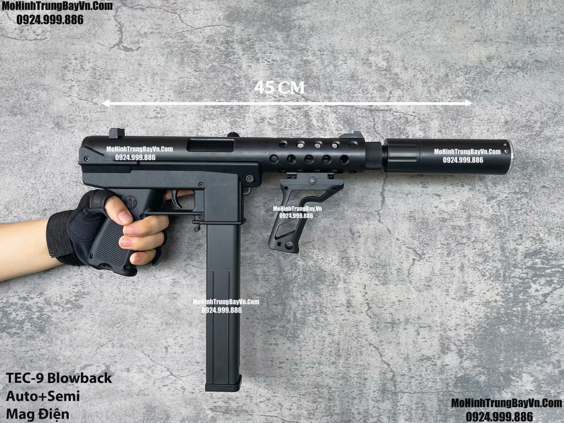 Súng Đạn Thạch SMG Tec9 Blowback 2 Chế Độ Auto Semi  Sấy Cực Nhanh Mohinhtrungbay Mohinhtrungbay.vn