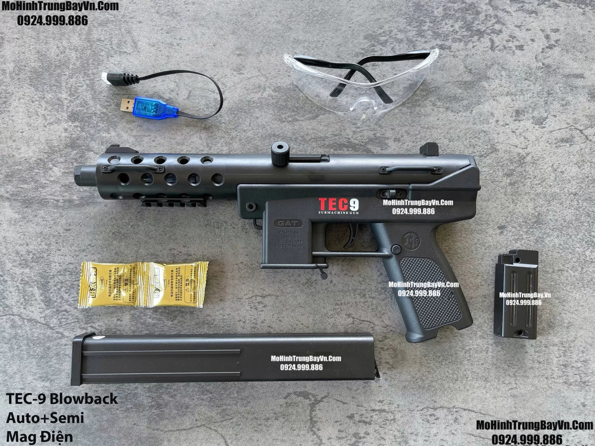 Súng Đạn Thạch SMG Tec9 Blowback 2 Chế Độ Auto Semi  Sấy Cực Nhanh Mohinhtrungbay Mohinhtrungbay.vn