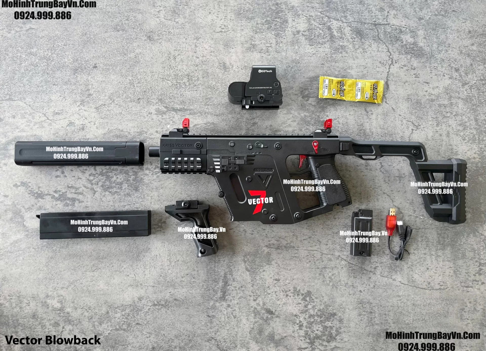 Súng Bắn Đạn Thạch SMG Vector Báng Gập Blowback Full Auto Sấy Cực Nhanh Mohinhtrungbay Mohinhtrungbay.vn