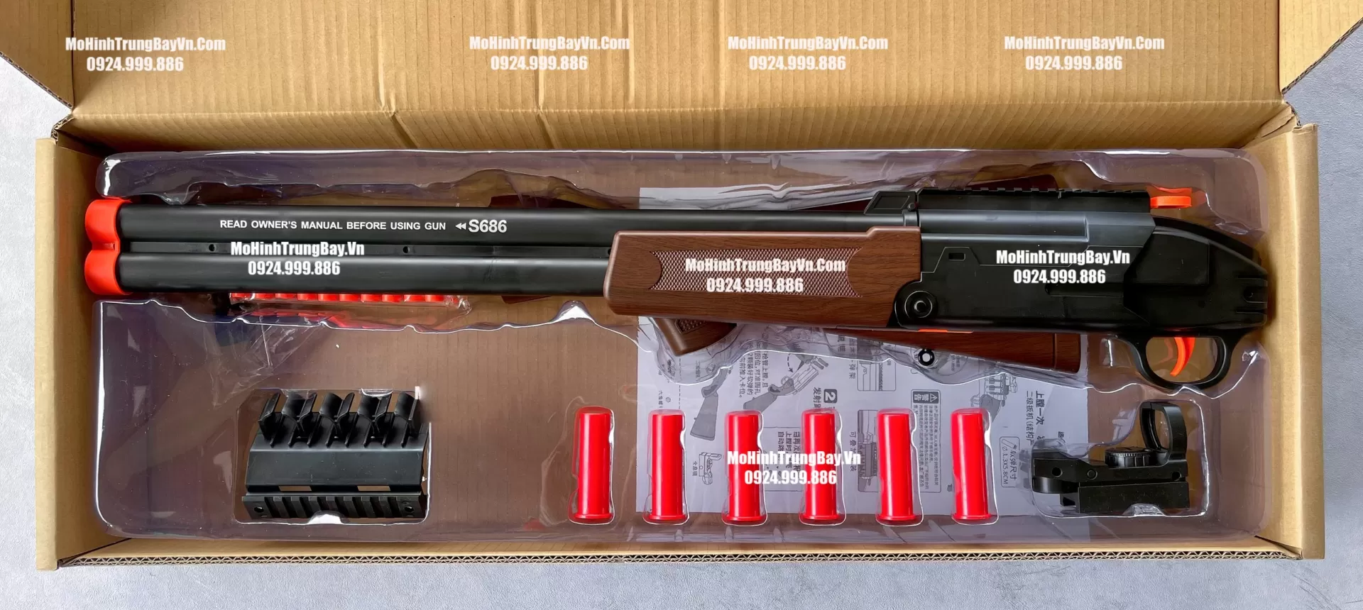 Súng Đạn Xốp Shotgun S686 2 Nòng Văng Shell Cơ Chế Gập Như Thật Tỉ Lệ 1:1 Giá Rẻ Mohinhtrungbay Mohinhtrungbay.vn