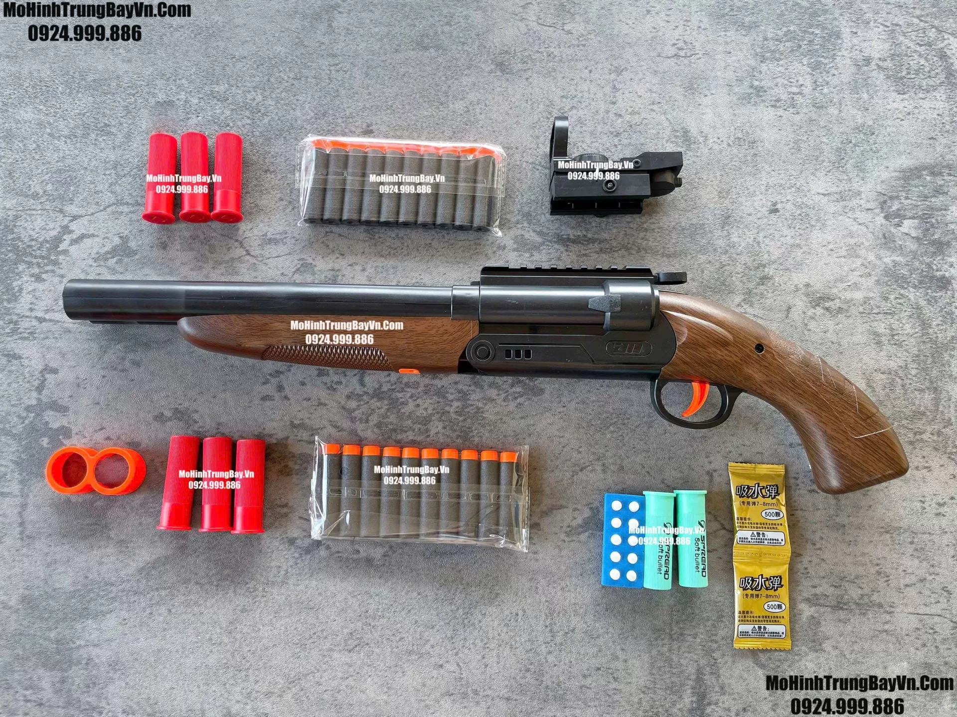 Súng Shotgun 2 Nòng Sawed-Off Bắn Thạch Và Xốp Nâu Gỗ Cực Đẹp  S686 Xm1014 M1887 M1897 Mohinhtrungbay Mohinhtrungbay.vn