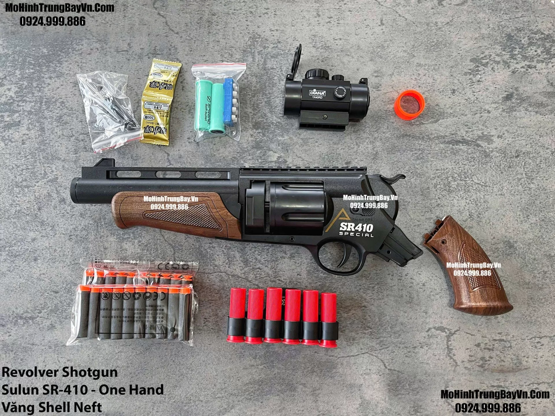 Súng Ổ Xoay Revolver Shotgun Sulun SR-410 Bản Ngắn Bắn Đạn Xốp Full Phụ Kiện Giá Rẻ Mohinhtrungbay Mohinhtrungbay.vn