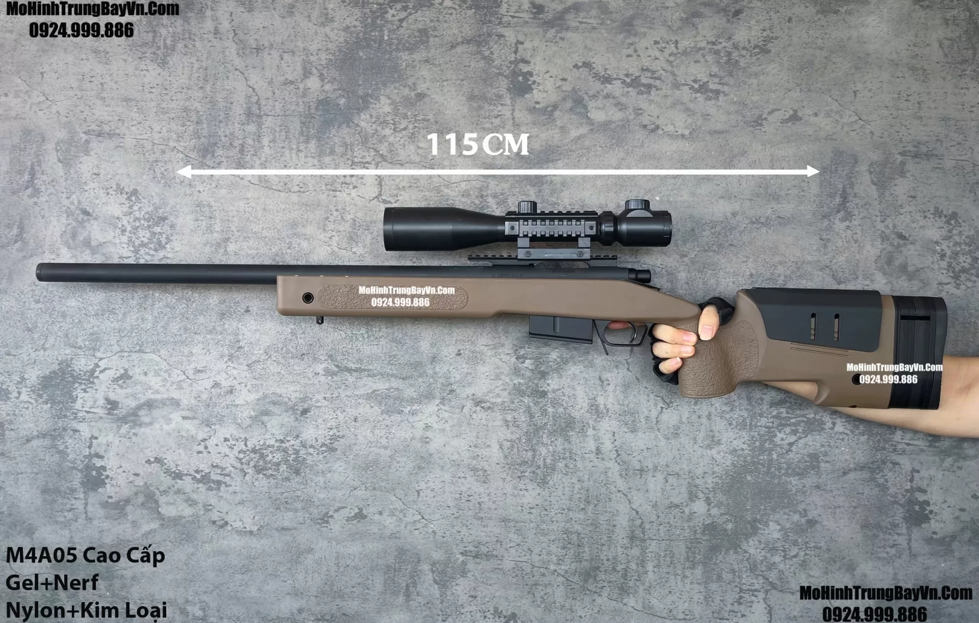 Súng Sniper Văng Shell M4a05 Màu Cát Báng Gập Kim Loại 115cm Cao Cấp Gel + Xốp Full Phụ Kiện (1) (1) (1)