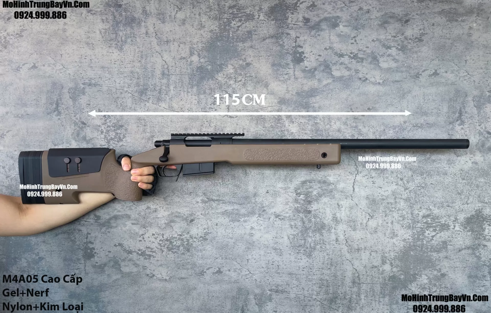Súng Sniper Văng Shell M4a05 Màu Cát Báng Gập Kim Loại 115cm Cao Cấp Gel + Xốp Full Phụ Kiện (1) (1) (1)