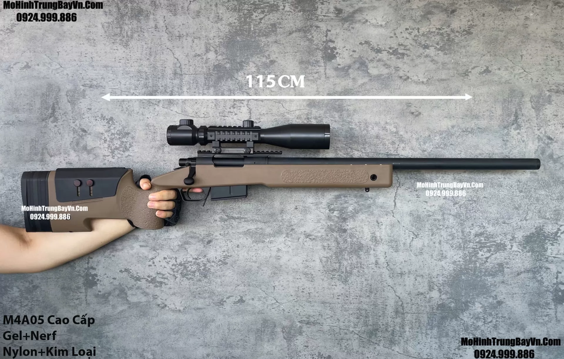Súng Sniper Văng Shell M4a05 Màu Cát Báng Gập Kim Loại 115cm Cao Cấp Gel + Xốp Full Phụ Kiện (1) (1) (1)