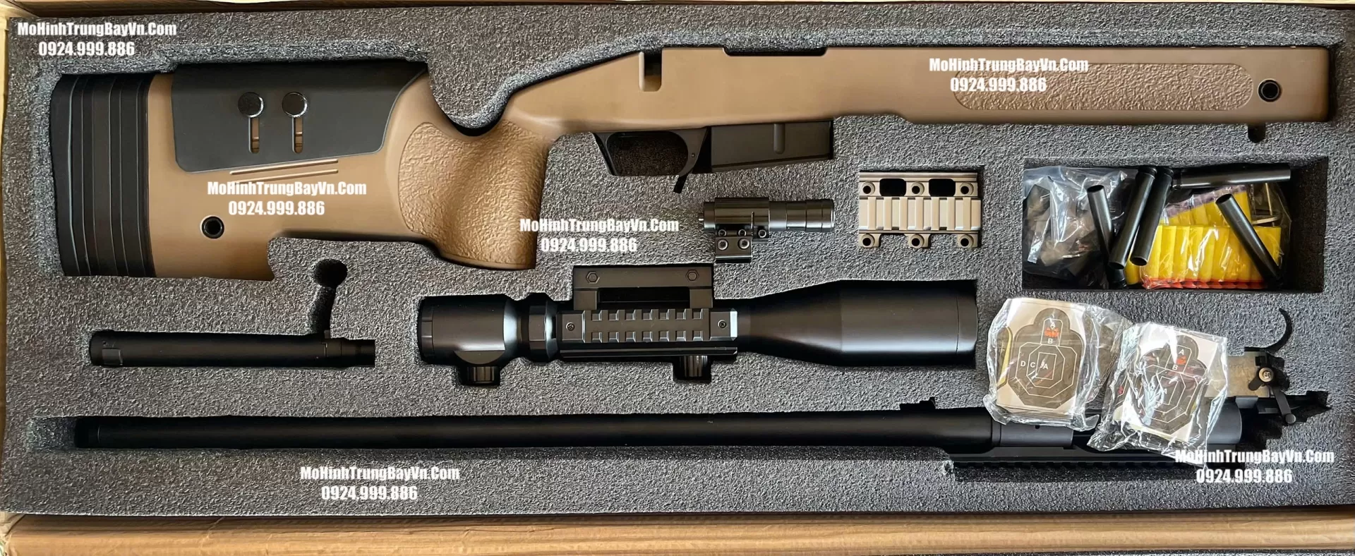 Súng Sniper Văng Shell M4a05 Màu Cát Báng Gập Kim Loại 115cm Cao Cấp Gel + Xốp Full Phụ Kiện (1) (1) (1)