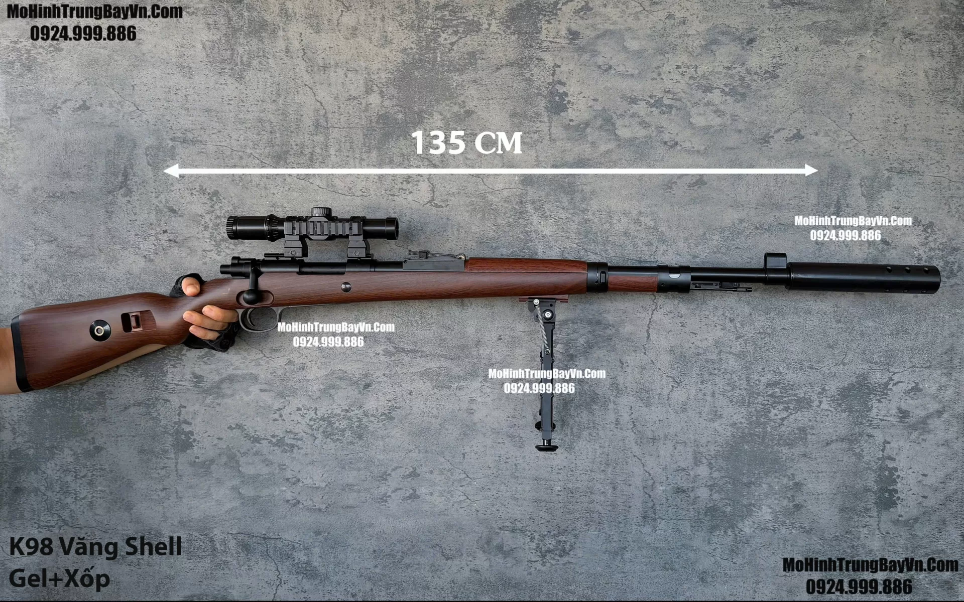 Súng Sniper Văng Shell Kar98 Jieying  Nâu Gỗ 110cm Bắn Đạn Thạch Và Xốp Cực Đẹp k98 ka98 Mohinhtrungbayvn Mohinhtrungbay.vn (1)