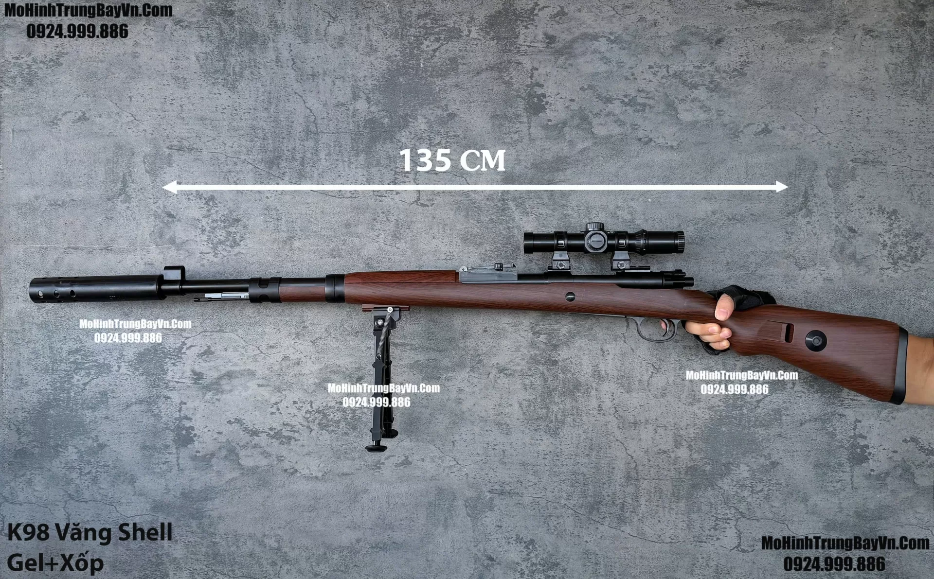 Súng Sniper Văng Shell Kar98 Jieying  Nâu Gỗ 110cm Bắn Đạn Thạch Và Xốp Cực Đẹp k98 ka98 Mohinhtrungbayvn Mohinhtrungbay.vn (1)