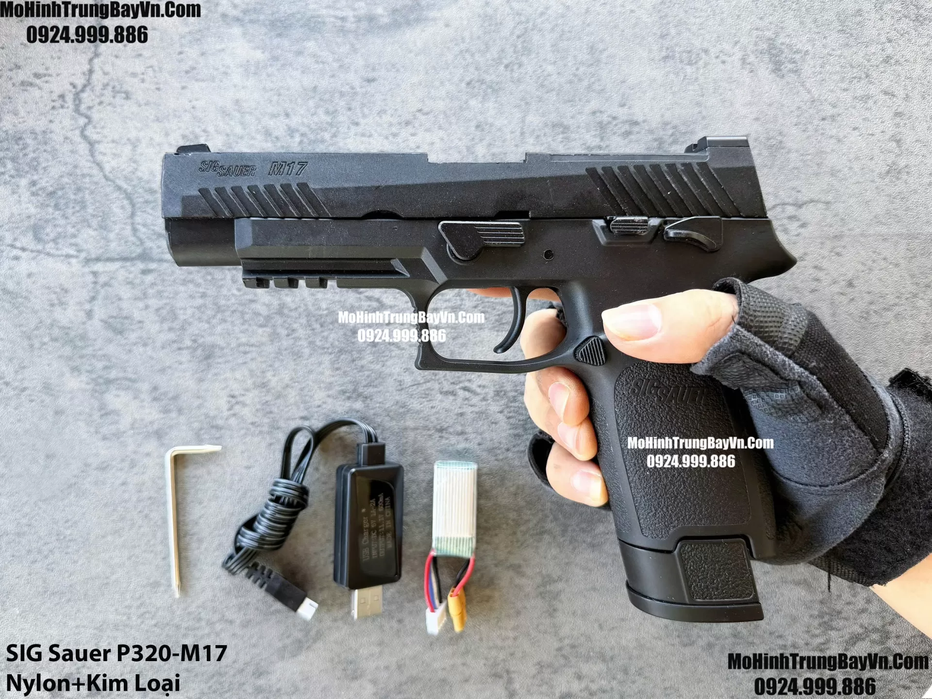 Súng Lục Đạn Thạch SIG Sauer P320 M17 Điện Màu Đen Auto Blowback Phiên Bản Cao Cấp  Mohinhtrungbay Mohinhtrungbay.vn (1) (1)