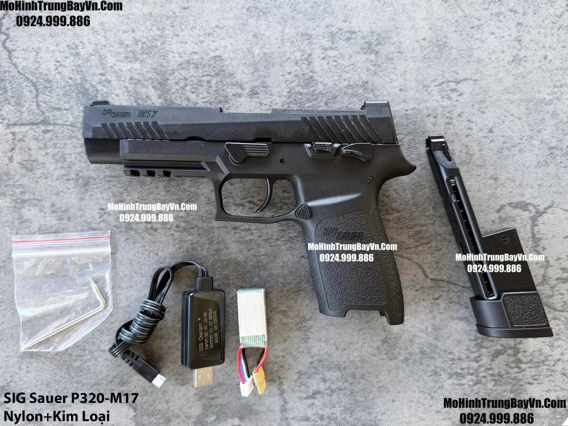 Súng Lục Đạn Thạch SIG Sauer P320 M17 Điện Màu Đen Auto Blowback Phiên Bản Cao Cấp  Mohinhtrungbay Mohinhtrungbay.vn (1) (1)