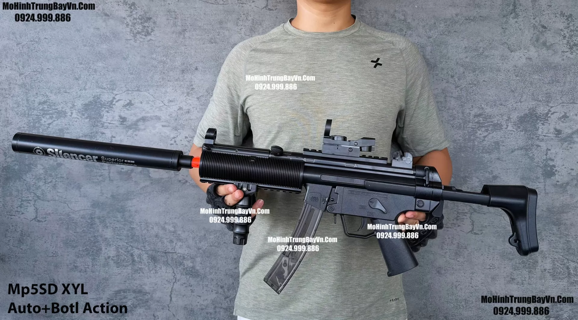 Súng Đạn Thạch SMG Mp5SD  Giá Rẻ Full Phụ Kiện