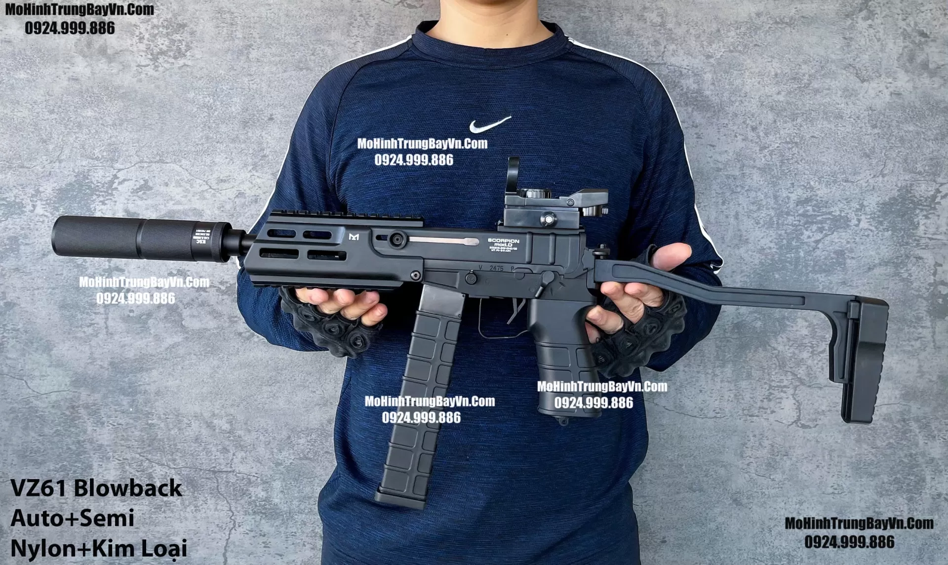Súng Đạn Thạch SMG VZ61 V2 Blowback  Nhiều Chi Tiết Kim Loại Lực Tốt Gelgun (1) (1)