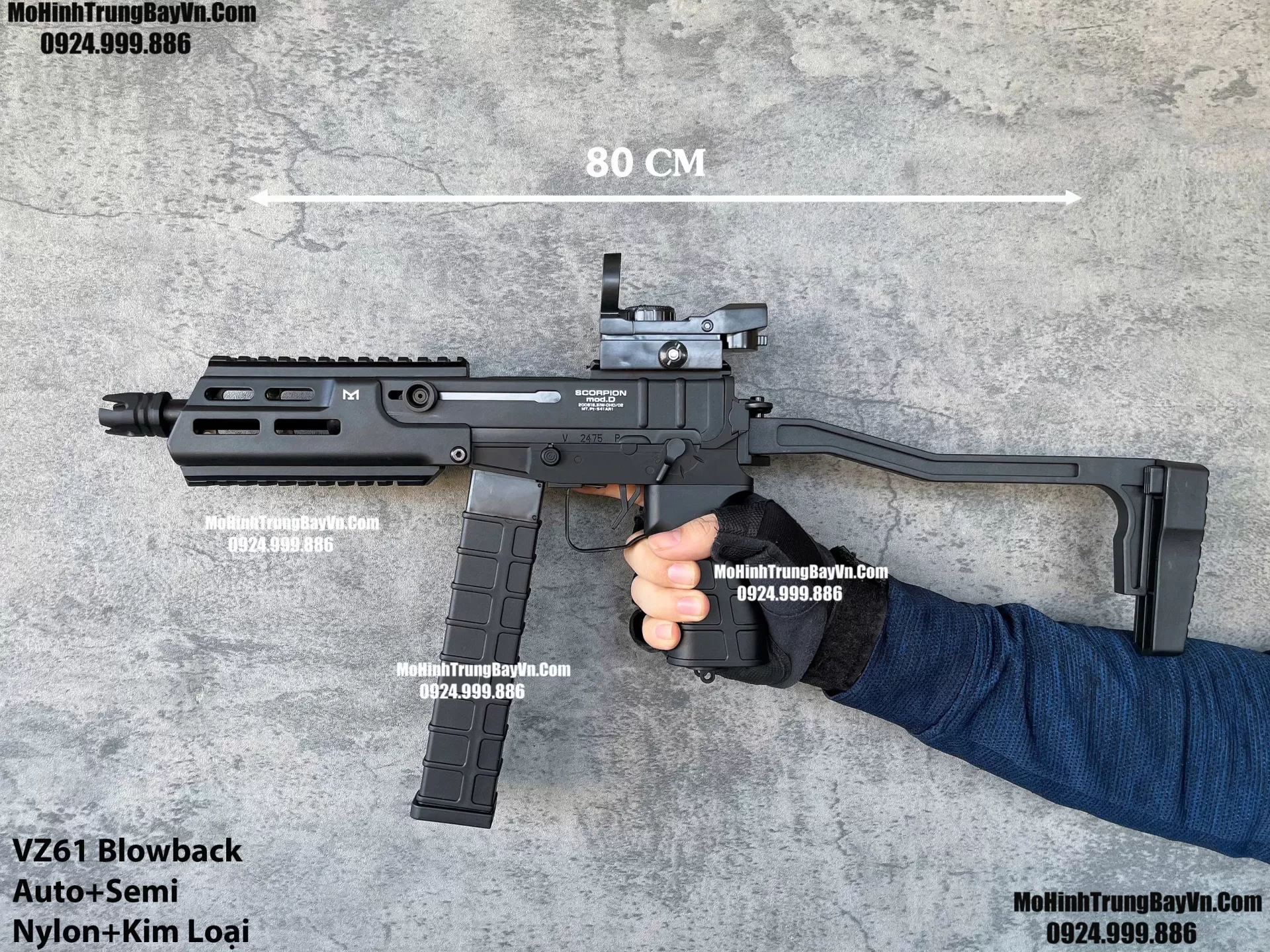 Súng Đạn Thạch SMG VZ61 V2 Blowback  Nhiều Chi Tiết Kim Loại Lực Tốt Gelgun (1) (1)
