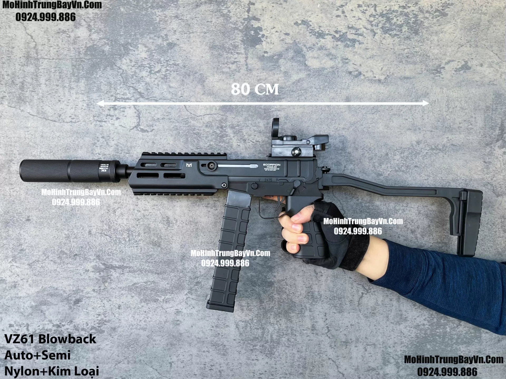 Súng Đạn Thạch SMG VZ61 V2 Blowback  Nhiều Chi Tiết Kim Loại Lực Tốt Gelgun (1) (1)