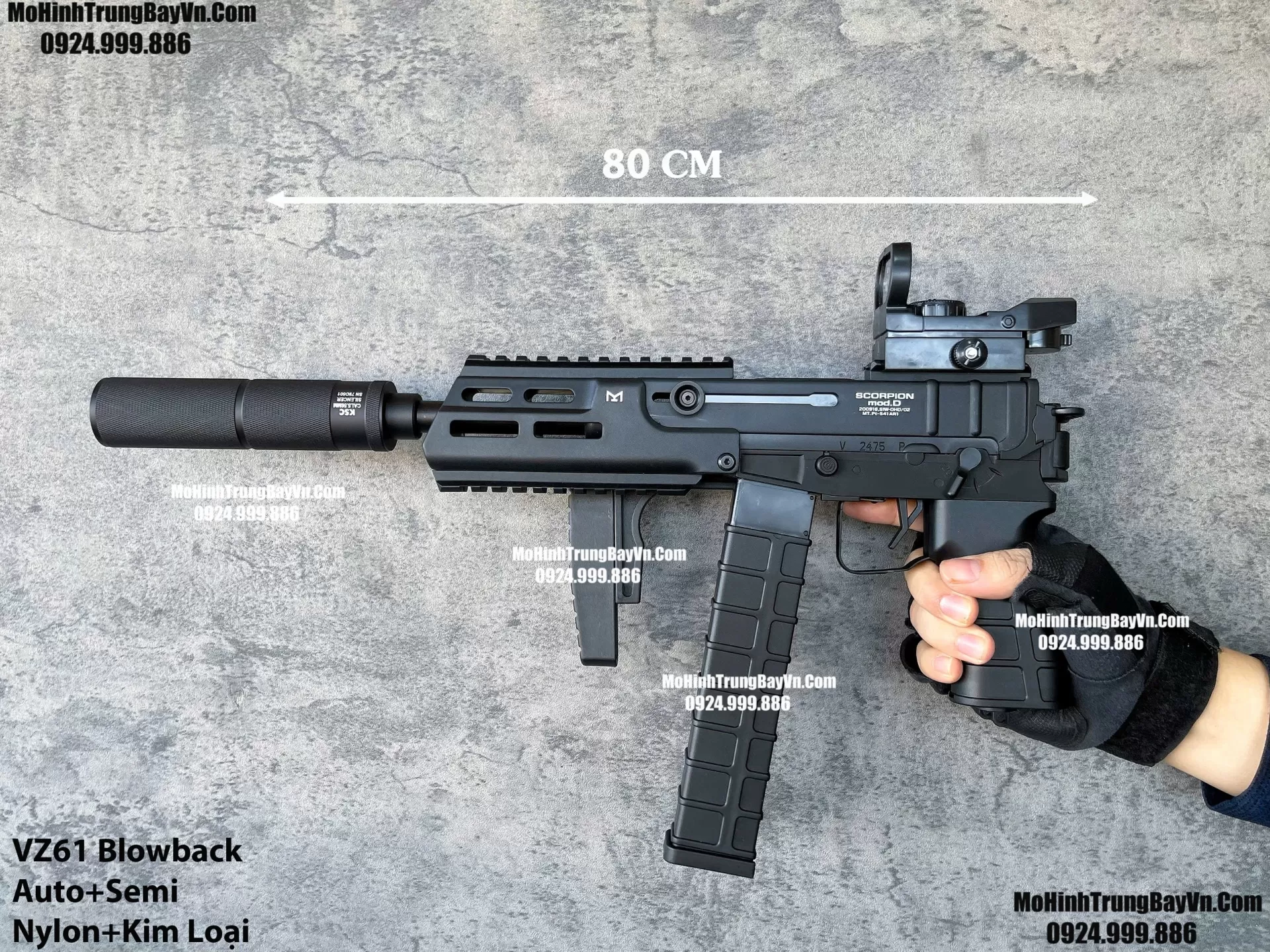 Súng Đạn Thạch SMG VZ61 V2 Blowback  Nhiều Chi Tiết Kim Loại Lực Tốt Gelgun (1) (1)