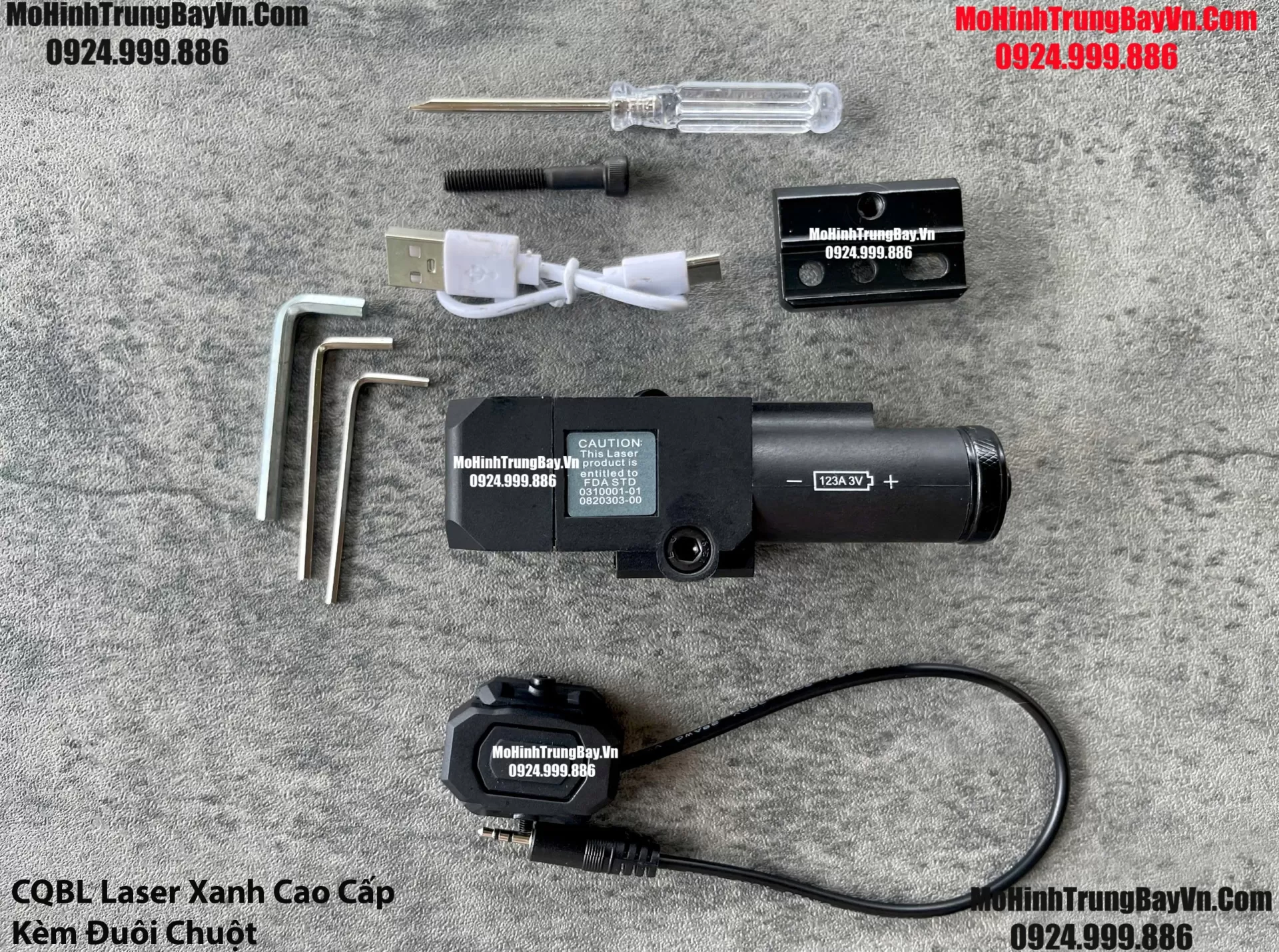 Phụ Kiện Cao Cấp Đèn Laser Xanh CQBL Siêu Sáng Kèm Công Tắc Đuôi Chuột