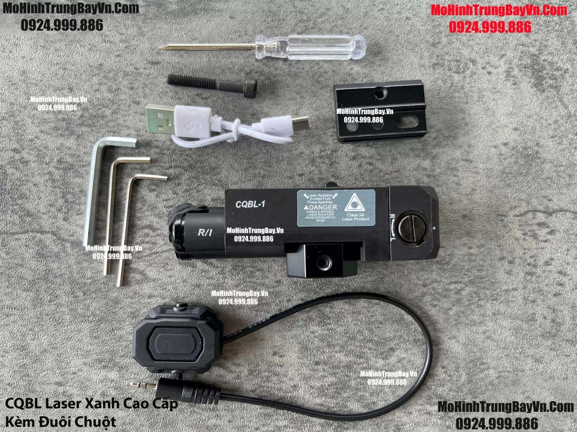 Phụ Kiện Cao Cấp Đèn Laser Xanh CQBL Siêu Sáng Kèm Công Tắc Đuôi Chuột