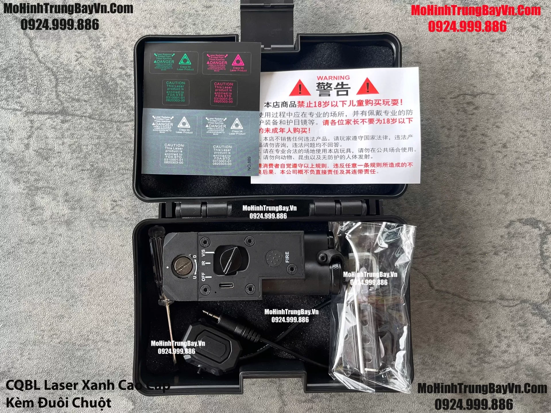 Phụ Kiện Cao Cấp Đèn Laser Xanh CQBL Siêu Sáng Kèm Công Tắc Đuôi Chuột