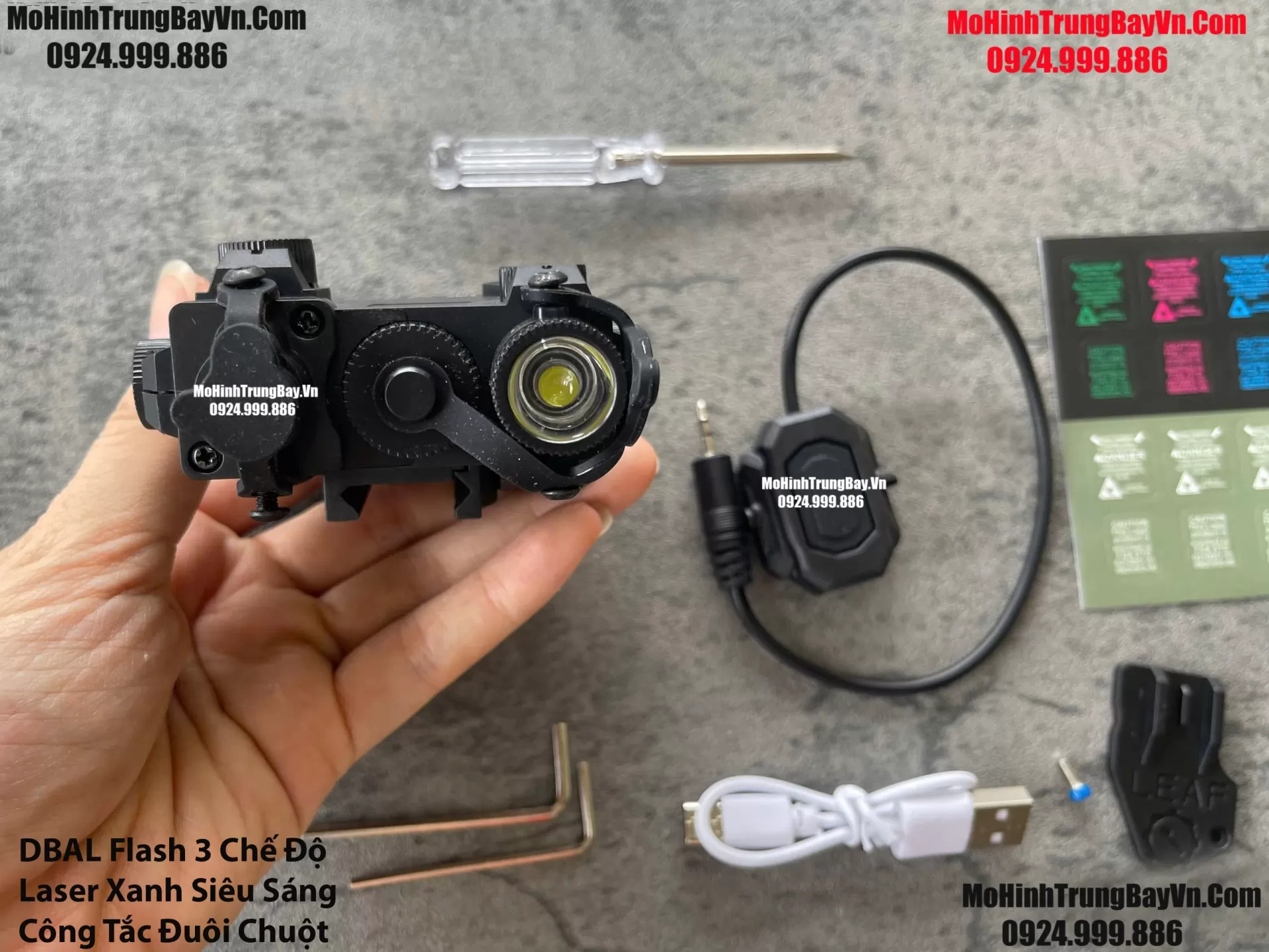 Phụ Kiện Hộp Chiến Thuật DBAL Cao Cấp Laser Xanh Kèm Công Tắc Đuôi Chuột