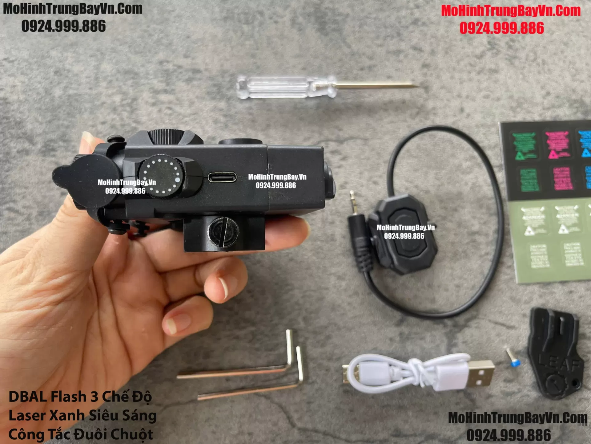 Phụ Kiện Hộp Chiến Thuật DBAL Cao Cấp Laser Xanh Kèm Công Tắc Đuôi Chuột