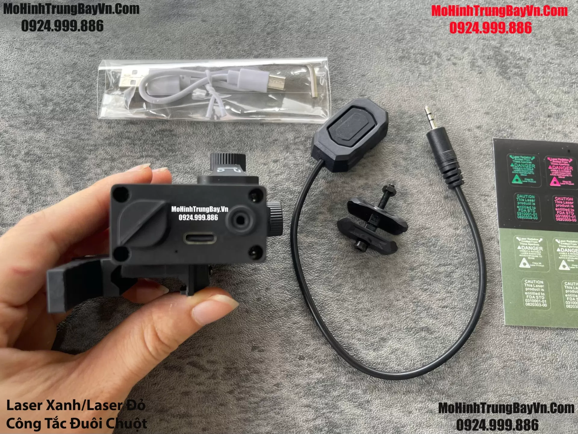 Phụ Kiện Laser Chỉnh Tâm Kèm Công Tắc Đuôi Chuột Cao Cấp Laser Đỏ Laser Xanh