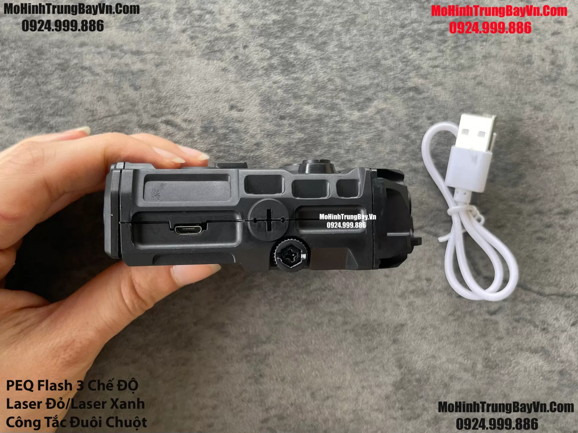Phụ Kiện Hộp Chiến Thuật PEQ Flash + Laser Công Tắc Đuôi Chuột