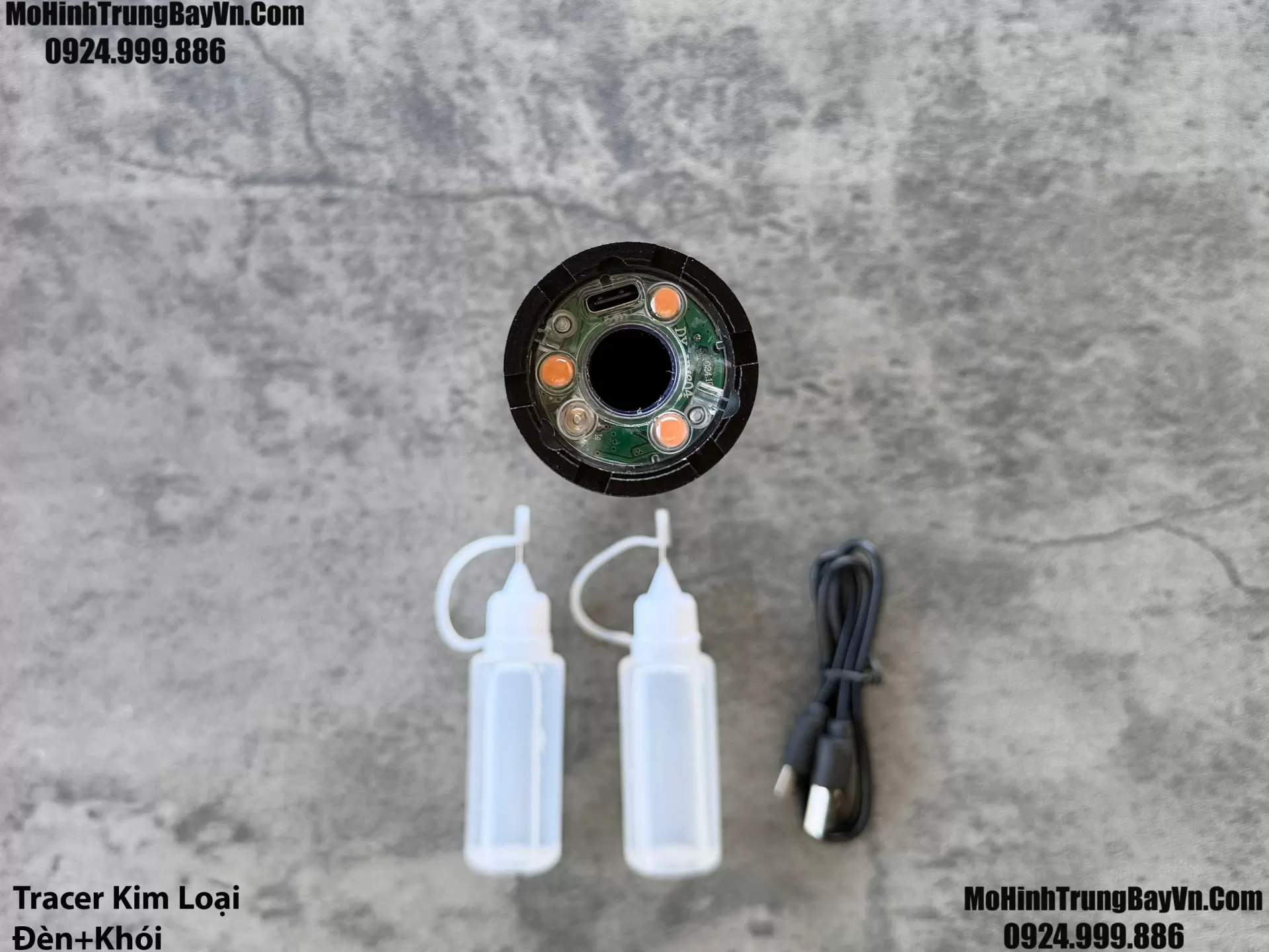 Giảm Thanh Kim Loại Light Tracer Kèm Tạo Khói   7 Chế Độ Điều Chỉnh  Ren 14mm