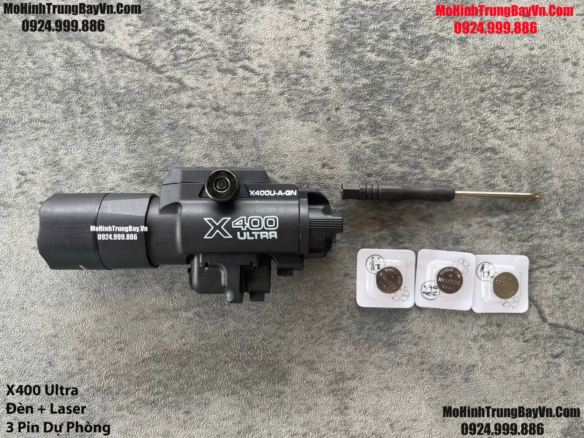 Phụ Kiện Đèn Pin Siêu Sáng X400 Ultra Màu Đen Kèm 3 Pin Dự Phòng
