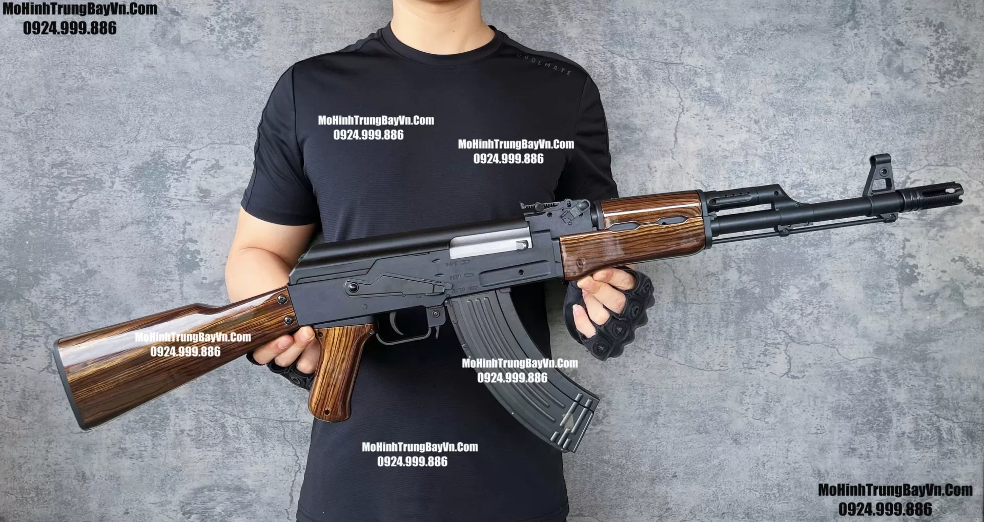 Súng Đạn Thạch Ak47 Nâu Gỗ Blowback Cực Tốt  AKM AK74u AKS (1)