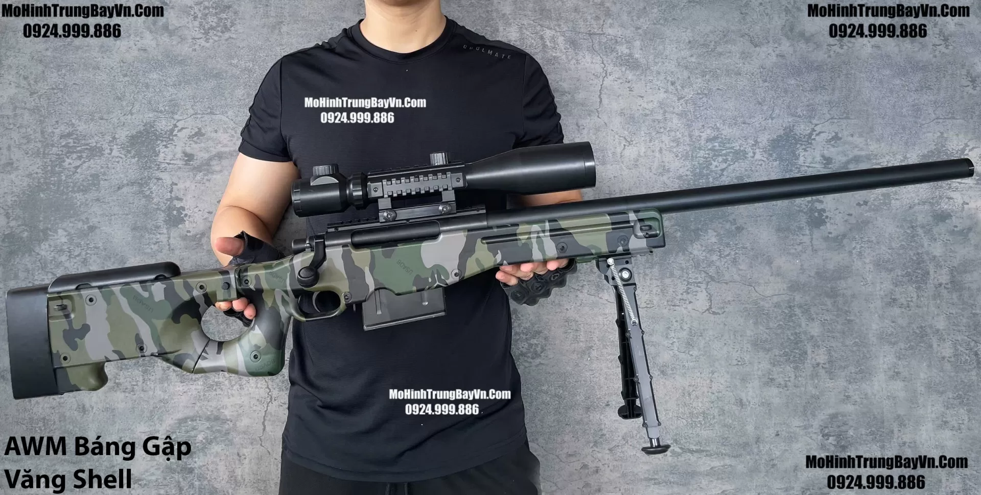 Súng Đạn Xốp Sniper AWM Báng Gập Văng Shell Tỉ Lệ 1:1 Lực Tốt