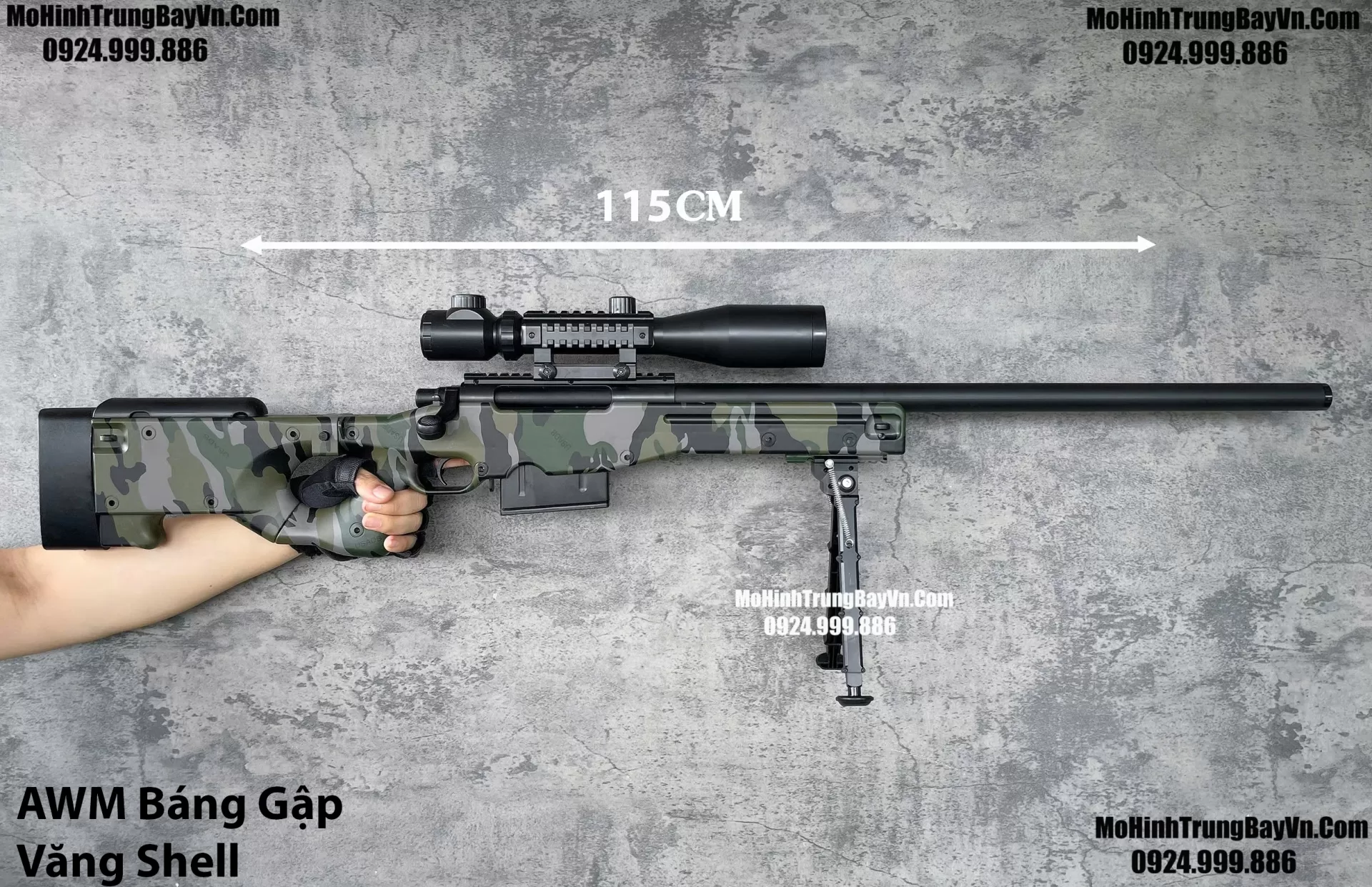 Súng Đạn Xốp Sniper AWM Báng Gập Văng Shell Tỉ Lệ 1:1 Lực Tốt