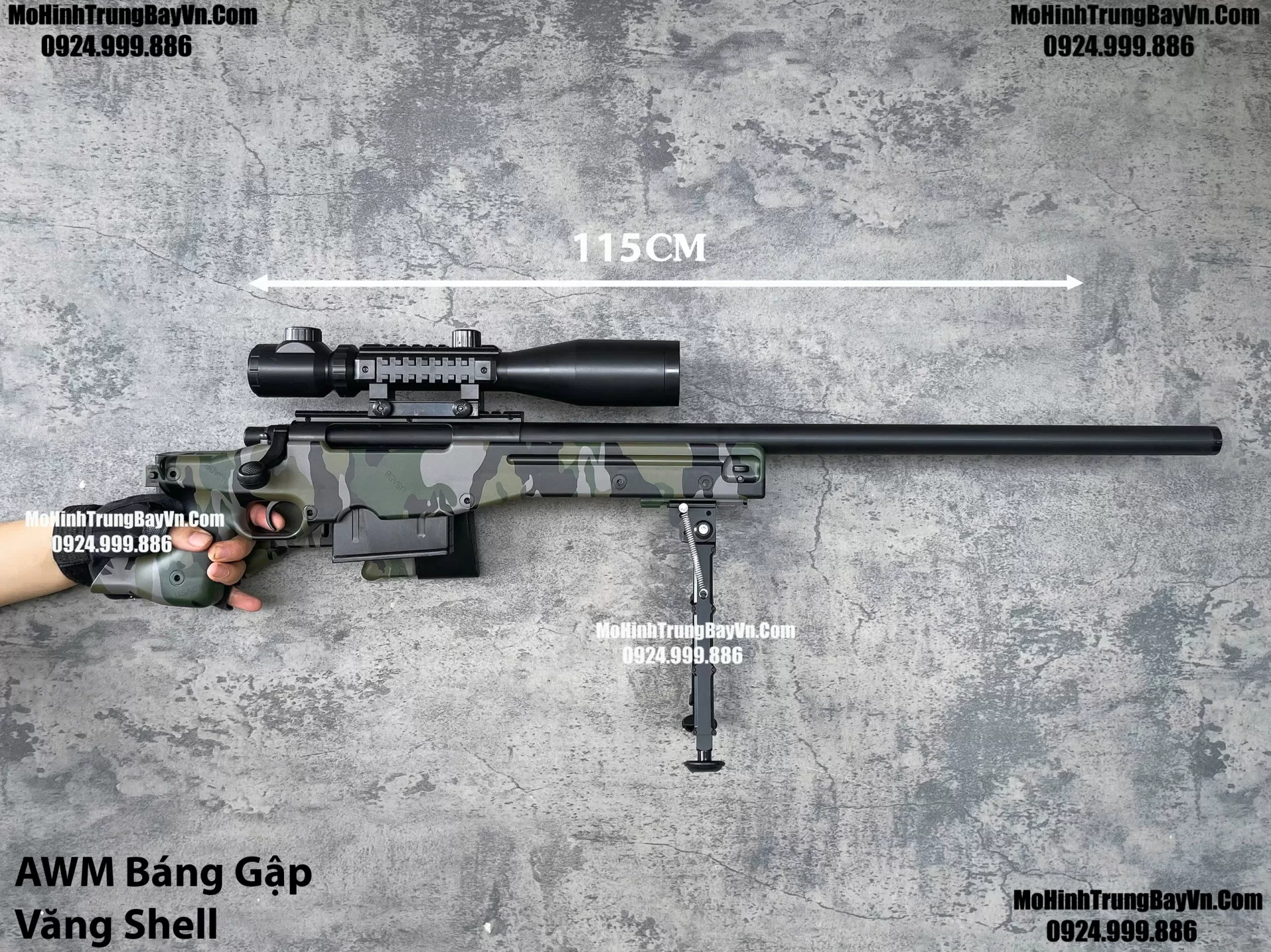 Súng Đạn Xốp Sniper AWM Báng Gập Văng Shell Tỉ Lệ 1:1 Lực Tốt